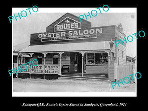 OLD LARGE HISTORIC PHOTO OF SANDGATE QLD, ROUSES OYSTERS SALOON c1924