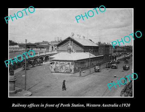 OLD LARGE HISTORIC PHOTO OF PERTH RAILWAY STATION, WESTERN AUSTRALIA 1920