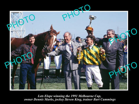 LARGE HISTORIC HORSE RACING PHOTO OF LETS ELOPE, 1991 MELBOURNE CUP WINNER 1