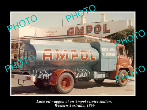 OLD LARGE HISTORIC PHOTO OF AMPOL OIL Co DELIVERY TRUCK, WEST AUSTRALIA 1966