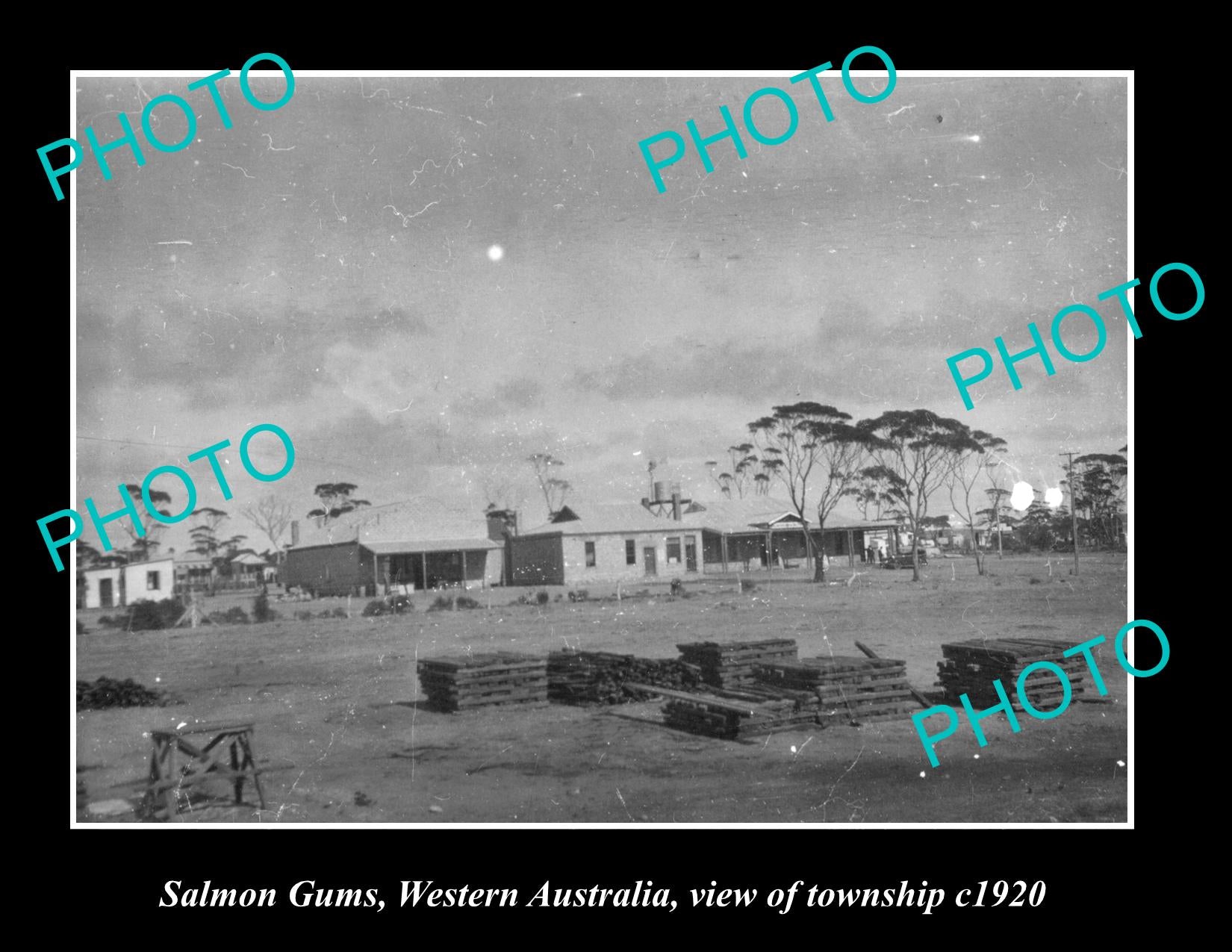 OLD LARGE HISTORIC PHOTO OF SALMON GUMS TOWNSHIP, WESTERN AUSTRALIA 1920