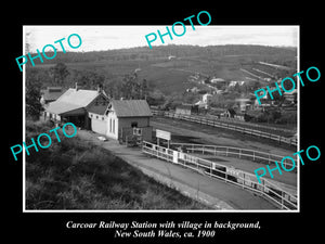 OLD LARGE HISTORIC PHOTO OF CARCOAR NSW, VIEW OF THE RAILWAY STATION c1900