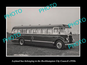 OLD LARGE HISTORIC PHOTO OF ROCKHAMPTON QLD, THE LEYLAND PASSENGER BUS c1950s