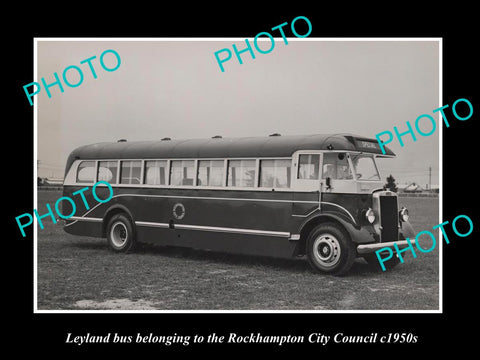 OLD LARGE HISTORIC PHOTO OF ROCKHAMPTON QLD, THE LEYLAND PASSENGER BUS c1950s