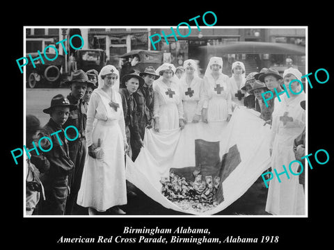 OLD LARGE HISTORIC PHOTO OF BRIMINGHAM ALABAMA, WWI RED CROSS PARADE FUNDS 1918