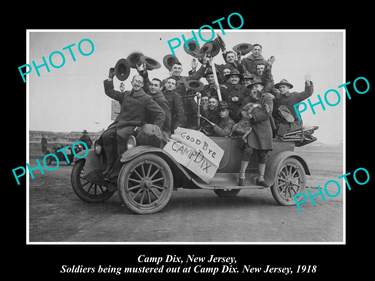 OLD LARGE HISTORIC PHOTO OF CAMP DIX NEW JERSEY, AMERICAN SOLDIERS LEAVING 1918