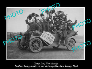 OLD LARGE HISTORIC PHOTO OF CAMP DIX NEW JERSEY, AMERICAN SOLDIERS LEAVING 1918