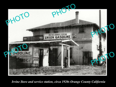 OLD LARGE HISTORIC PHOTO OF IRVINE CALIFORNIA, THE UNION SERVICE STATION c1920s