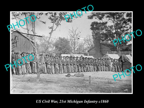 US CIVIL WAR LARGE HISTORIC PHOTO OF THE 21st MICHIGAN INFANTRY c1860