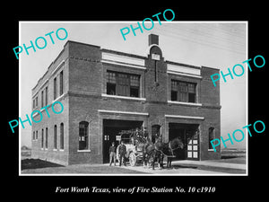 OLD LARGE HISTORIC PHOTO OF FORT WORTH TEXAS, VIEW OF FIRE STATION No 10 c1910