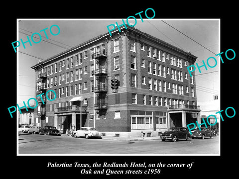 OLD LARGE HISTORIC PHOTO OF PALTESTINE TEXAS, VIEW OF THE REDLANDS HOTEL c1950