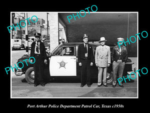 OLD LARGE HISTORIC PHOTO OF PORT ARTHUR TEXAS, THE POLICE & PATROL CARS c1950