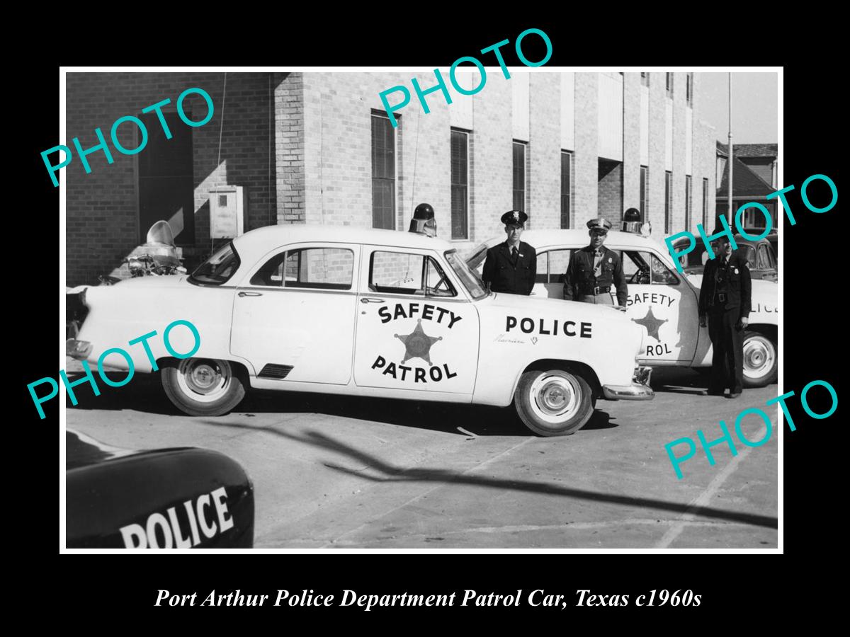 OLD LARGE HISTORIC PHOTO OF PORT ARTHUR TEXAS, THE POLICE & PATROL CARS c1960