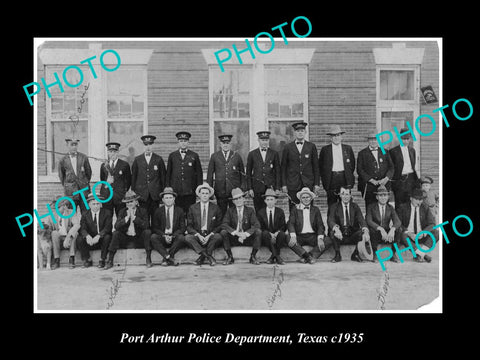 OLD LARGE HISTORIC PHOTO OF PORT ARTHUR TEXAS, THE POLICE DEPARTMENT c1935