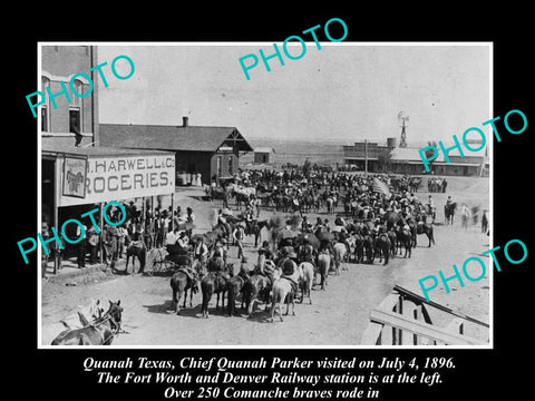 OLD LARGE HISTORIC PHOTO OF QUANAH TEXAS CHIEF QUANAH PARKER AT THE STATION 1906