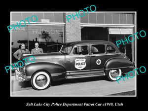 OLD LARGE HISTORIC PHOTO OF THE SALT LAKE CITY POLICE DEPARTMENT CAR c1940 UTAH