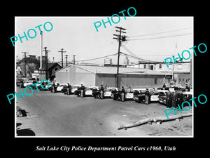 OLD LARGE HISTORIC PHOTO OF THE SALT LAKE CITY POLICE DEPARTMENT CARS c1960 UTAH