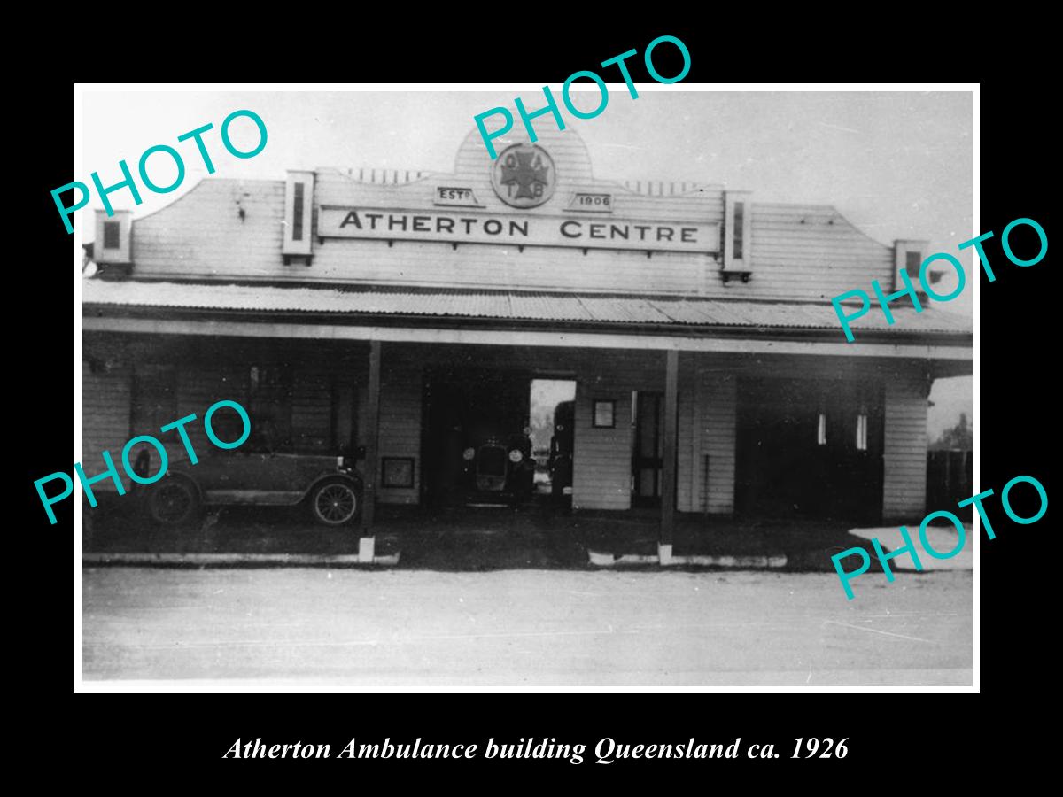 OLD LARGE HISTORIC PHOTO OF ATHERTON QLD, QATB AMBULANCE STATION BUILDING 1926