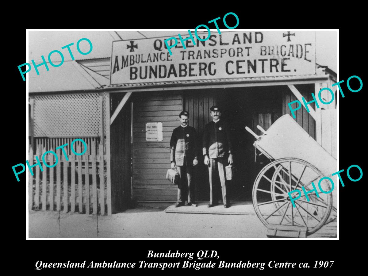 OLD LARGE HISTORIC PHOTO OF BUNDABERG QLD, THE QATB AMBULANCE STATION c1907