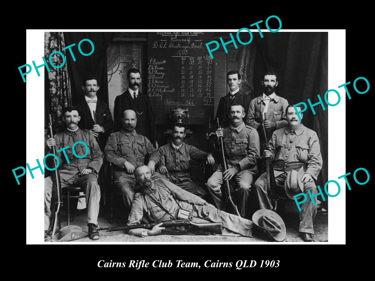 OLD LARGE HISTORIC PHOTO OF CAIRNS  QLD, THE CAIRNS RIFLE CLUB TEAM c1903