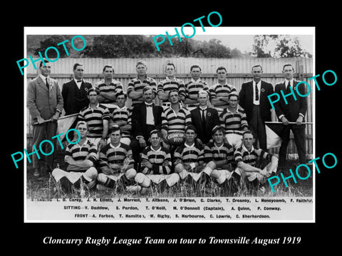 OLD LARGE HISTORIC PHOTO OF CLONCURRY QLD, THE TOWN RUGBY LEAGUE TEAM c1919