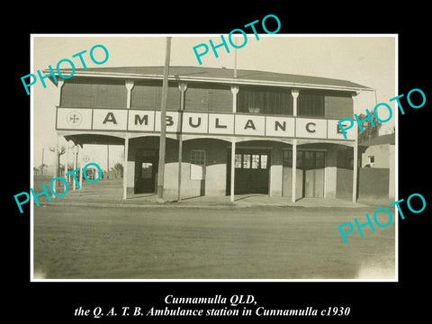 OLD LARGE HISTORIC PHOTO OF CUNNAMULLA QLD, THE QATB AMBULANCE STATION c1930