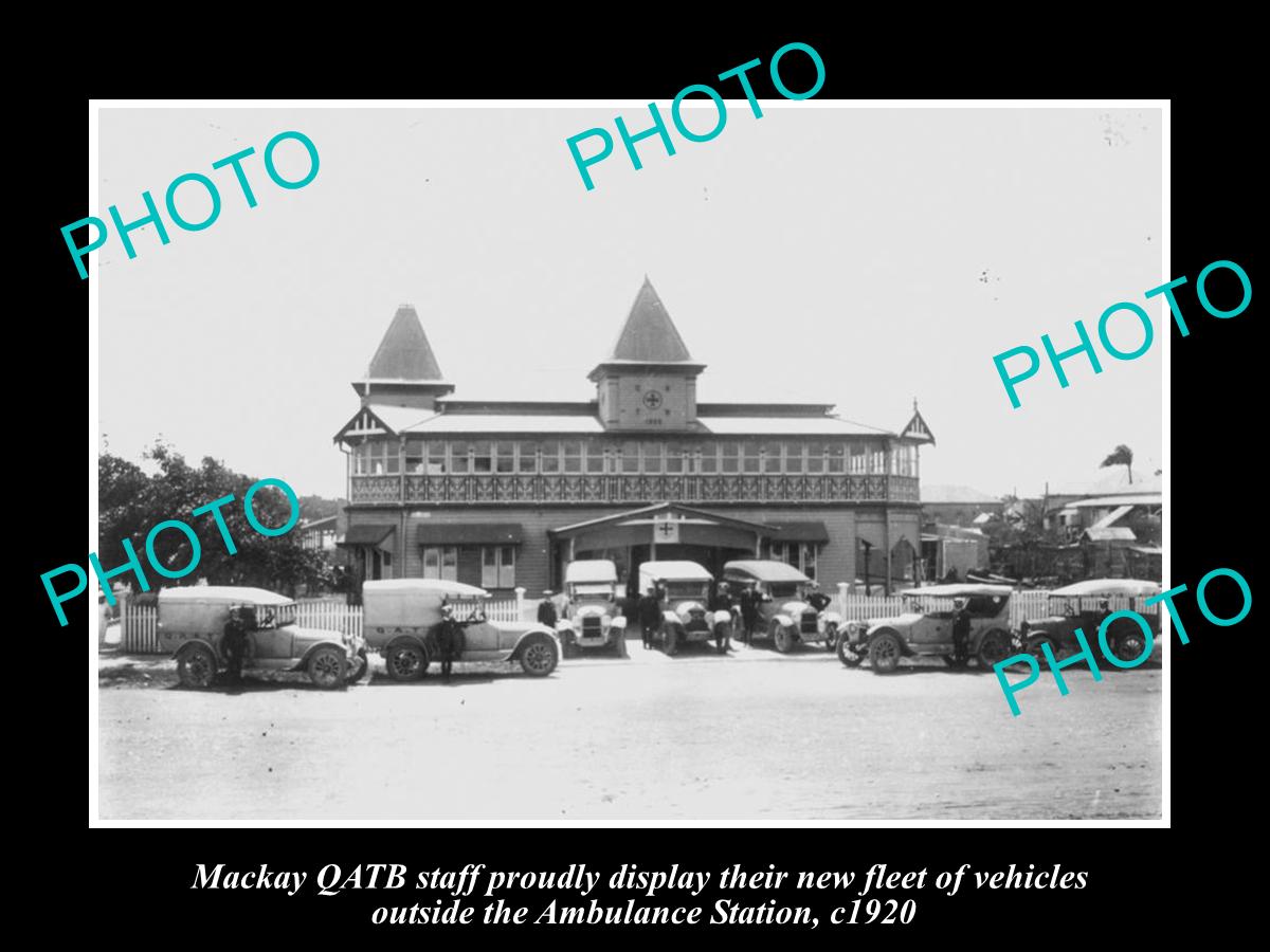 OLD LARGE HISTORIC PHOTO OF MACKAY QLD, THE QATB AMBULANCE STATION c1920