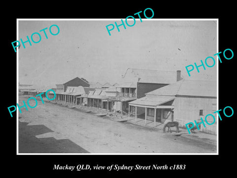 OLD LARGE HISTORIC PHOTO OF MACKAY QLD, VIEW OF SYDNEY STREET c1883