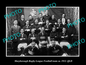 OLD LARGE HISTORIC PHOTO OF MARYBOROUGH QLD, THE RUGBY LEAGUE TEAM c1912