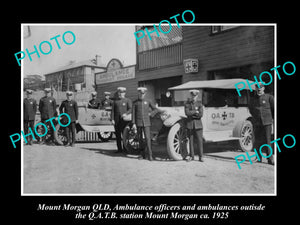 OLD LARGE HISTORIC PHOTO OF MOUNT MORGAN QLD, THE QATB AMBULANCE STATION c1925