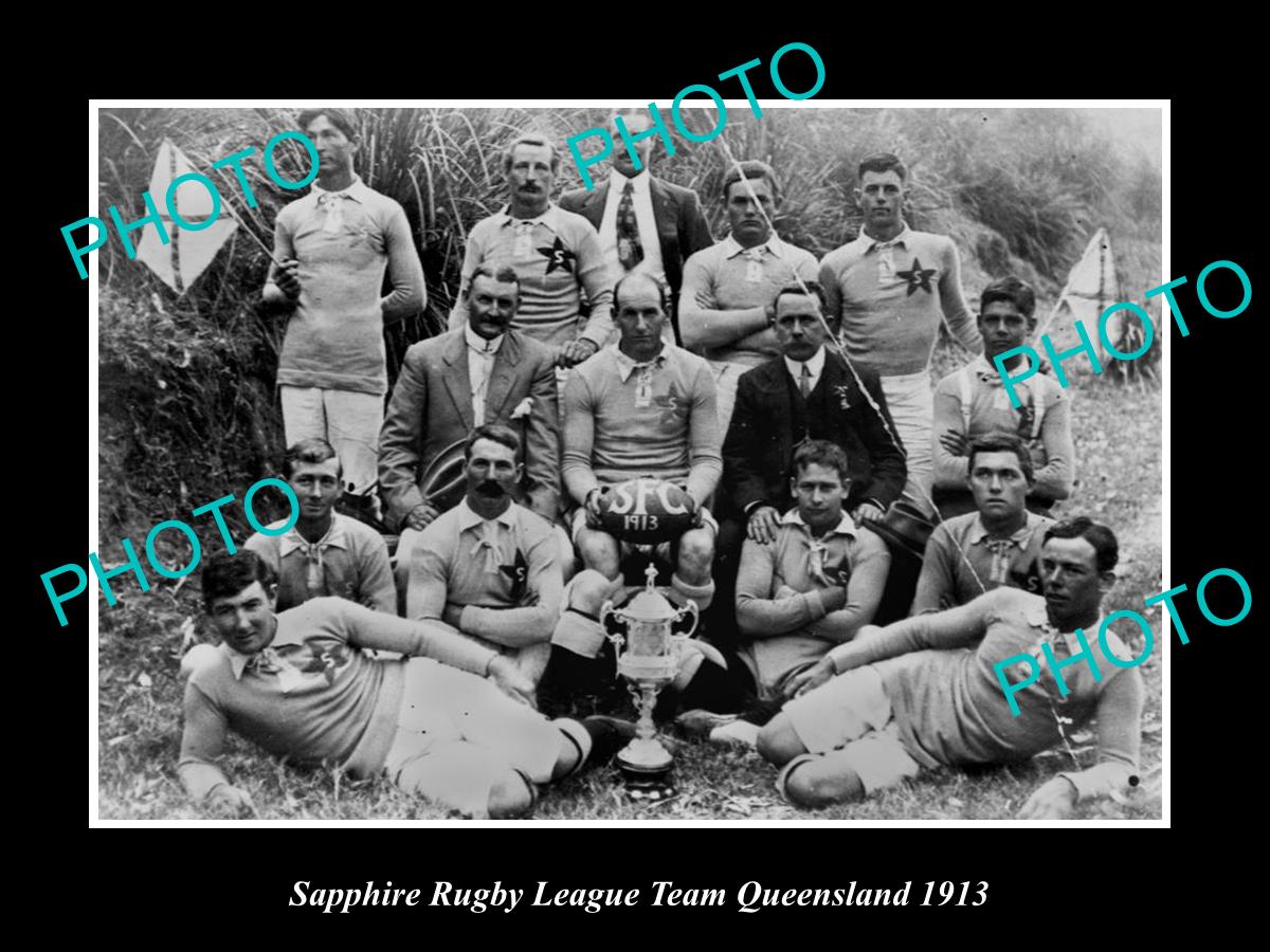 OLD LARGE HISTORIC PHOTO OF SAPPHIRE QLD, THE TOWN RUGBY LEAGUE TEAM c1913