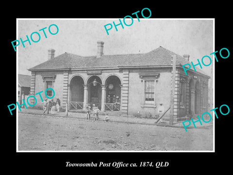 OLD LARGE HISTORIC PHOTO OF TOOWOOMBA  QLD, VIEW OF THE POST OFFICE c1874