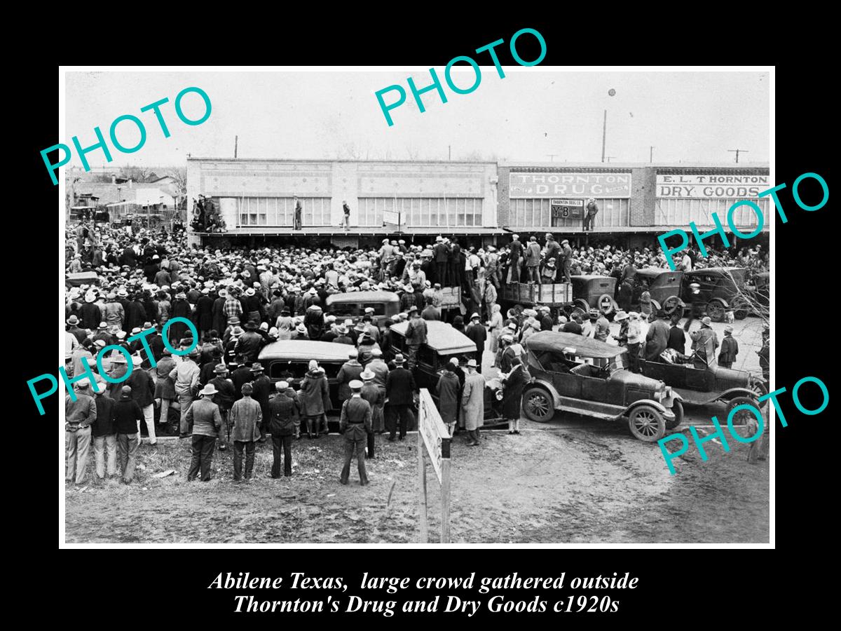 OLD LARGE HISTORIC PHOTO OF ABILENE TEXAS, THORNTONS DRUG STORE c1920s