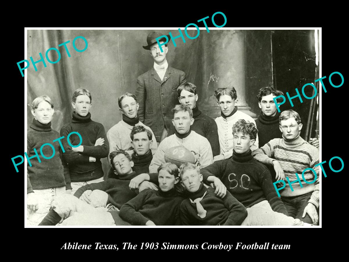 OLD LARGE HISTORIC PHOTO OF ABILENE TEXAS, 1903 SIMMONS COWBOYS FOOTBALL TEAM