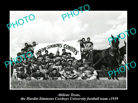 OLD LARGE HISTORIC PHOTO OF ABILENE TEXAS, 1939 SIMMONS COWBOYS FOOTBALL TEAM