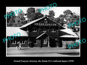 OLD LARGE HISTORIC PHOTO OF GRAND CANYON ARIZONA, RAILROAD DEPOT STATION c1950