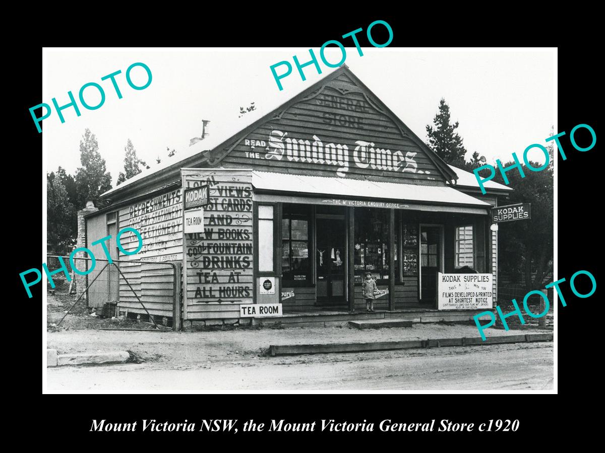 OLD LARGE HISTORIC PHOTO OF MOUNT VICTORIA NSW, THE MOUNT VICTORIA STORE c1920