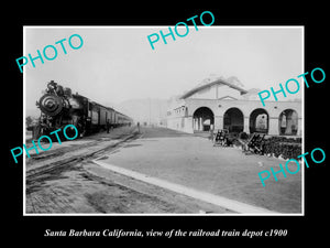 OLD LARGE HISTORIC PHOTO OF SANTA BARBARA CALIFORNIA, THE RAILROAD DEPOT c1900