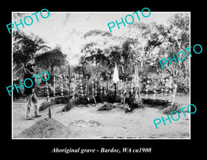 OLD LARGE HISTORIC PHOTO OF ABORIGINAL GRAVE, BARDOC WESTERN AUSTRALIA ca1900