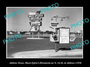 OLD LARGE HISTORIC PHOTO OF ABILENE TEXAS, VIEW OF MACK EPLINS DRIVATERIA c1950s