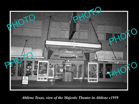 OLD LARGE HISTORIC PHOTO OF ABILENE TEXAS, VIEW OF THE MAJESTIC THEATRE c1959