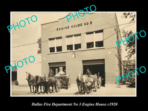 OLD LARGE HISTORIC PHOTO OF DALLAS TEXAS, THE FIRE DEPARTMENT ENGINE HOUSE c1920