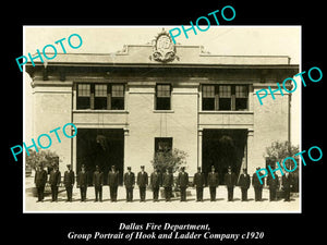 OLD LARGE HISTORIC PHOTO OF DALLAS TEXAS, FIRE DEPARTMENT HOOK & LADDER Co c1920