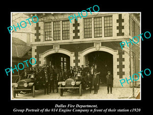 OLD LARGE HISTORIC PHOTO OF DALLAS TEXAS, FIRE DEPARTMENT No14 STATION CREW 1920