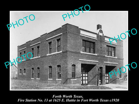 OLD LARGE HISTORIC PHOTO OF FORT WORTH TEXAS, THE No13 FIRE BRIGADE STATION 1920