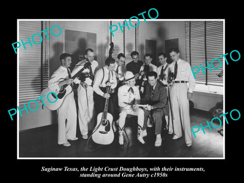 OLD LARGE HISTORIC PHOTO OF SAGINAW TEXAS, GENE AUTRY & THE DOUGHBOYS c1950s