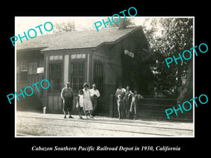 OLD HISTORIC PHOTO OF CABAZON CALIFORNIA, SOUTHERN PACIFIC RAILROAD DEPOT c1930