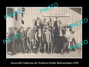 OLD LARGE HISTORIC PHOTO OF GEYERSVILLE CALIFORNIA, RAILROAD DEPOT STATION c1930