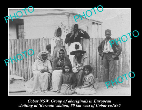 OLD LARGE HISTORIC PHOTO OF ABORIGINALS AT BARNATO STATION, COBAR NSW ca1890