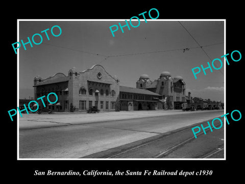 OLD HISTORIC PHOTO OF SAN BERNARDINO CALIFORNIA, THE RAILROAD DEPOT STATION 1930